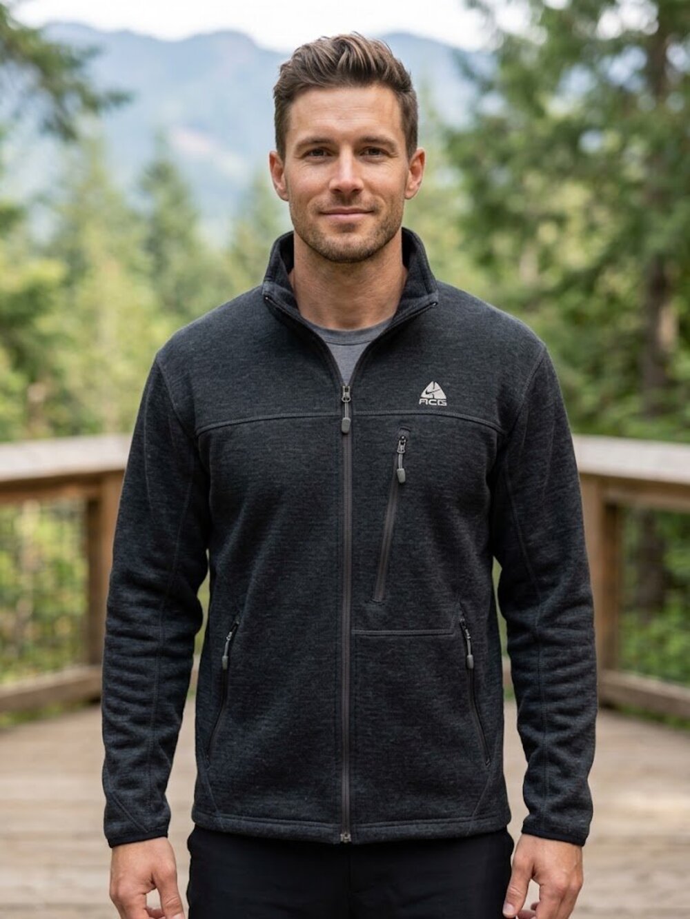 Nike ACG Men’s Dark Gray Black Zip Performance Jacket M Gorpcore  Hiking